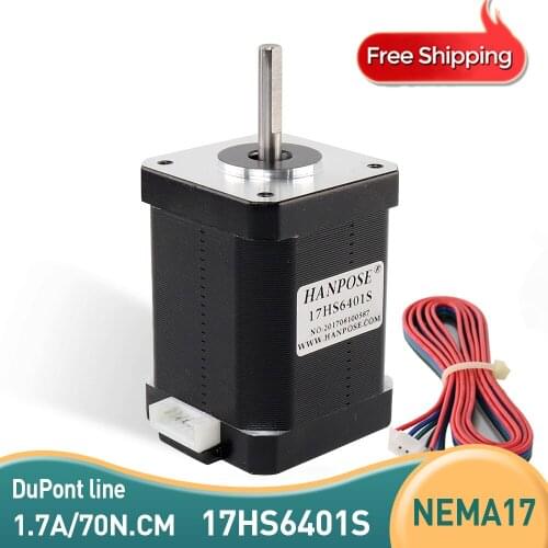 17HS6401S 2-phase hybrid stepper motor 60mm (1.7A, 0.73NM,4-wire) nema 17 for 3D printer