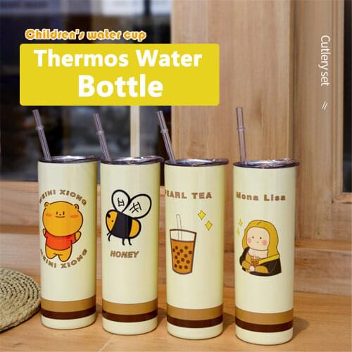 20oz/600ml Stainless Steel Vacuum Flask Thermos Coffee Mug Water Bottle For Girls Fashion Tumbler Travel Tea Coffee Thermal Cup