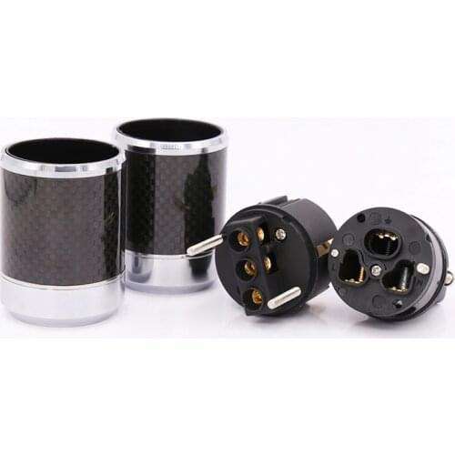 5 pairs style Carbon Fiber EU Schuko Rhodium Plated +IEC connector for HIFI Power Cable