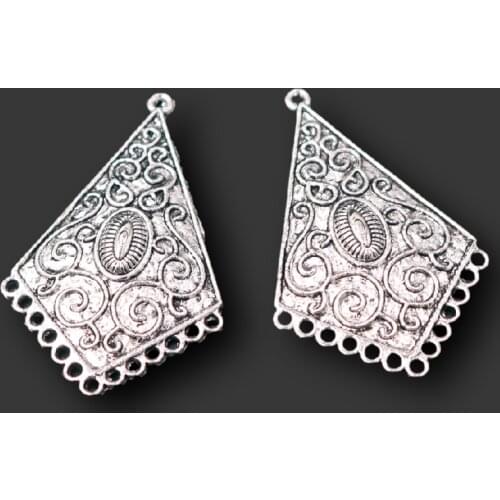 6pcs Silver Plated Geometric Style Swirl Pattern Connector Bohemian Earrings Metal Accessories DIY Charms Jewelry Crafts Making