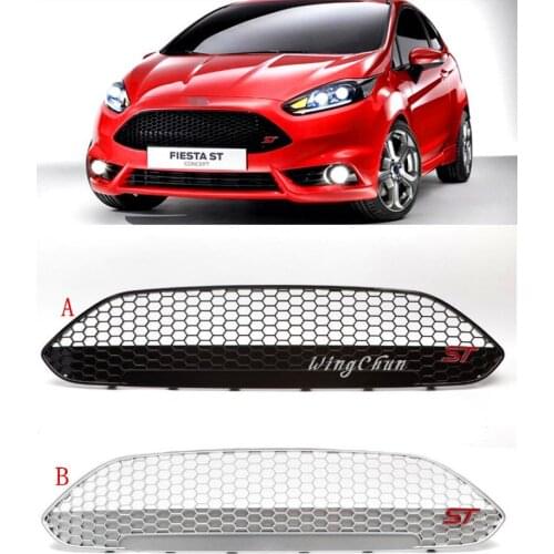 92*22cm ABS Black/silver Painting Racing Car Front Bumper Grill Grille for Ford new Fiesta 2013 2014 2015 With ST Logo
