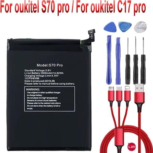 3900mAh oukitel S70 pro Battery For oukitel C17 pro Mobile Phone+USB cable+toolkit