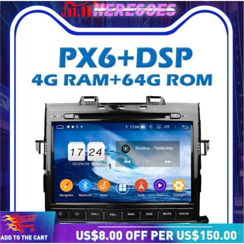 PX6 DSP IPS Android 10.0 4G RAM + 64GB ROM Car DVD Player Wifi Bluetooth 5.0 RDS radio GPS map For Toyota Alphard 2007-2012 2013