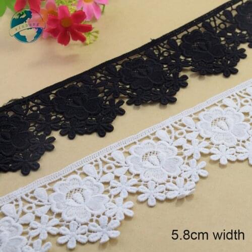 5.8cm white lace cotton embroid lace sewing ribbon fabric guipure diy trims warp knitting DIY Garment Accessories#3672