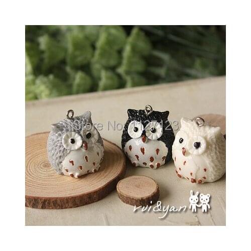 Free shippin!!! 30pcs 2cmx2cm Mix colour Super cute owl three color glass shield,filler