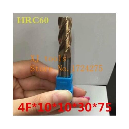 Free Delivery HRC60 Superior quality 4F-10*10*30*75 Solid Carbide End Mill CNC Milling Cutter Tool Bits For Steel Milling