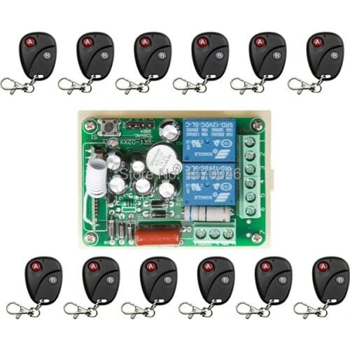 2016 New AC220V 2CH 2Channe RF wireless remote control switch System, 12X Transmitter + 1 X Receiver,315/433 MHZ