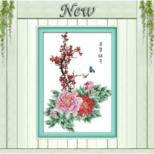 The riches and honor peony flowers painting counted printed on canvas DMC 14CT 11CT Cross Stitch kits Needlework Embroidery Sets