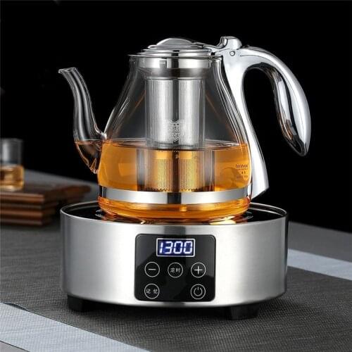 Large Capacity Heat Resistant Glass Tea Pot with Stainless Steel Filter Transparent Teapot Tea Infuser Household Strainer Kettle