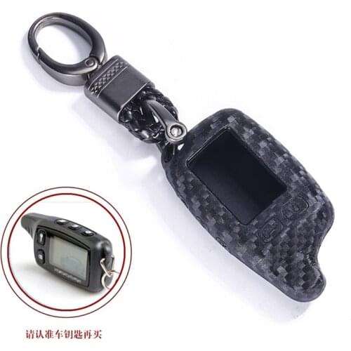 Carbon fiber Silicone Key Case For Tomahawk TW9010 TW9020/TW4000/TW701 LCD Remote keychain Fob Cover Two Way Car Alarm System