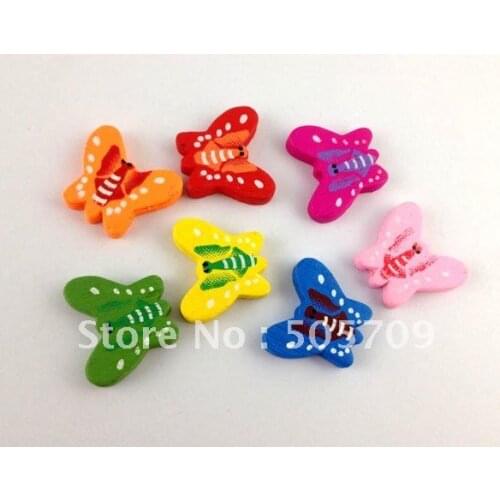 60PCS Mixed colours wooden butterfly Beads #20767