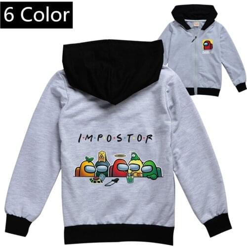 Baby Among Us Impostor Game Anime Spring Autumn 2-13Y Children Hoodied Thin Jacket Boys Girls Coats Kids Amongus Zipper Clothes