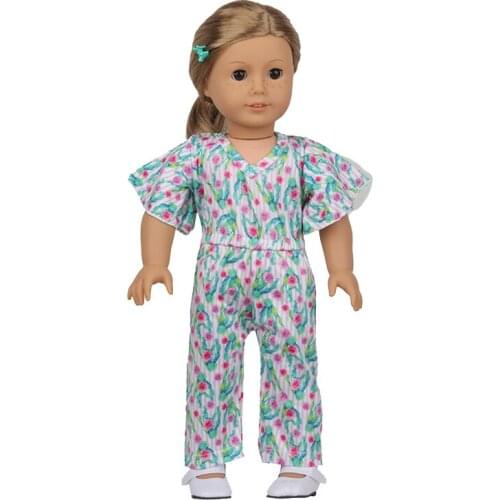 18 Inch Doll Clothes Doll Accessories Rendering Flowers Jumpsuit For 43 Cm New Baby Born Doll For Girls Birthday Gift