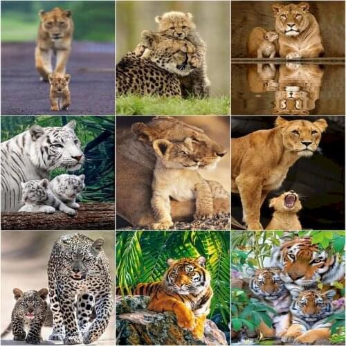 GATYZTORY 5D Diamond Painting New Arrival Full Square/Round Diamond Mosaic Lion Tiger Embroidery Handmade Home Decoration