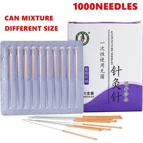 Chinese Medicine Meridian Acupoint Relax Acupuncture needle Beauty filiform Needle Sterile Non-silver Needle Copper handle