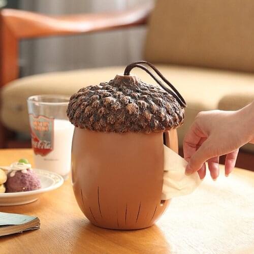Cute Acorn Tissue Case Box Table Decoration Household Napkin Roll Paper Storage Box Round Shaped Tissue Holder Home Hotel Car