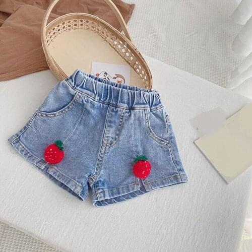 Summer Children Kids Strawberry Denim Jeans Casual Girls Shorts Pants