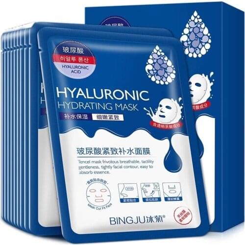 10 Pieces Hyaluronic Acid Hydration Mask Pores Moisturizing Oil-control Anti-Aging Depth Replenishment Whitening