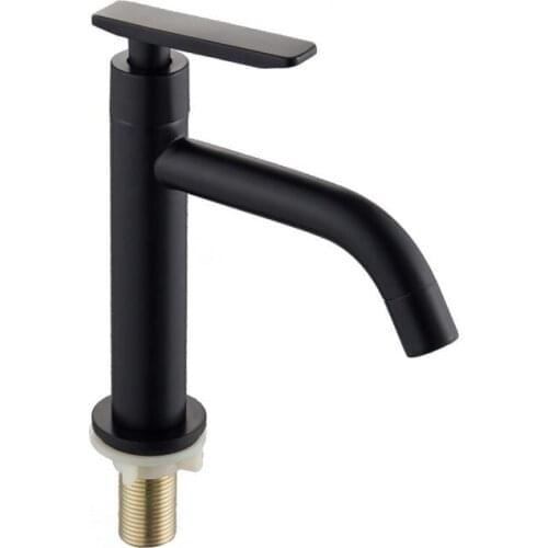 Matte Black Basin Faucet 304 Stainless Steel Bathroom Sink Washing Tap Fashion Single Cold Single Handle Water Tap