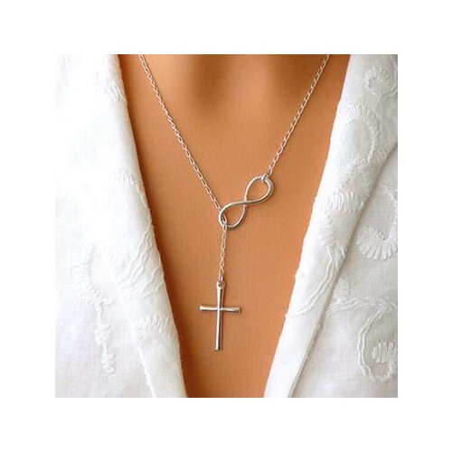 Fashion Necklace for women Simple Lucky Number 8 Cross Short Drop Necklace Pendant Necklaces