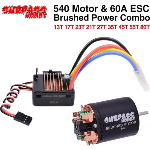 Good Quality SURPASS HOBBY 540 Brushed Motor 13T 17T 21T 23T 27T 35T 45T 55T 80T with 60A ESC for 1/10 RC Off-road Racing Car