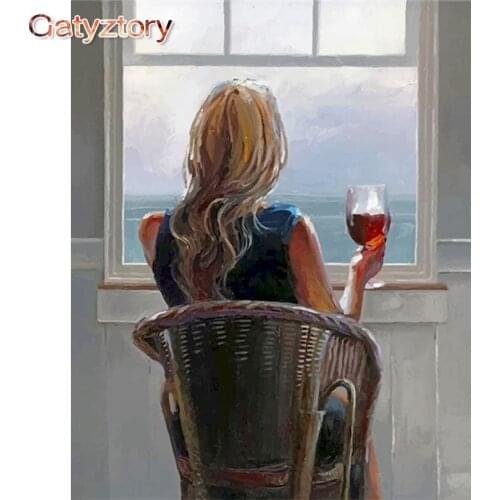 GATYZTORY Frameless Beauty Drinking Diy Digital Painitng By Numbers Acrylic Picture Wall Art Gift For Home Decoration 40x50cm Ar