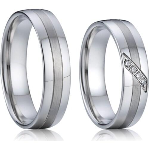 1 Pair Lovers Alliance couple wedding band rings silver platinum color promise proposal ring for men and women
