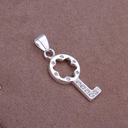 P305 Free Shipping silver plated Necklace, 925 fashion silver jewelry Insets kaleidoscope key /YNPBHUZI YNPBHUZI