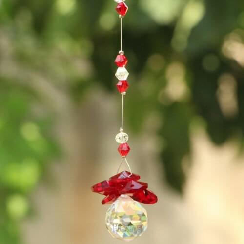 Red Crystal Ball Suncatcher Feng Shui Prisms Pendant Pendulum Hanging Window Decor 20mm