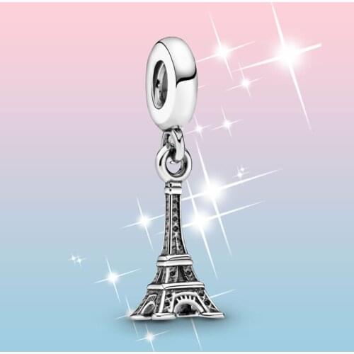 Travel Eiffel Authentic 925 Sterling Silver Tower Dangle Charm Pendant fit Original Pandora Bracelet Necklace DIY Jewelry Gift