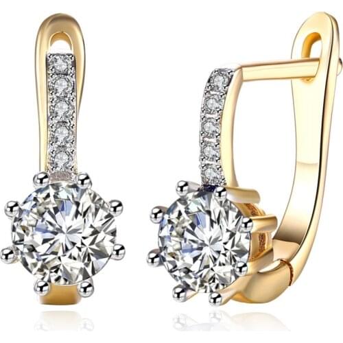 Champagne gold color clip earring with AAA zircon fashion jewelry crystal earrings for women fine birthday gift