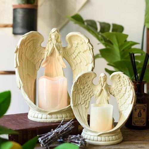 Nordic retro angel girl wings candlestick ornaments home desktop decoration church furnished Christmas Easter ornament