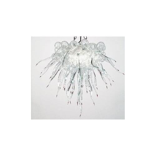Home Decor Hanging LED Hand Blown White Clear Murano Glass Small Chandelier Lightings