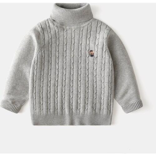 Toddler Baby Boy Sweater, Kid High-Neck Top Long-Sleeve Casual Twisted Knitting Elastic Cuff Stand Collar Cotton Blends Sweater