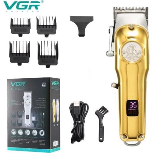 VGR 181 hair trimmer USB rechargeable hair clipper LCD haircut machine oil head clipper white hair carving 10W powerful clipper
