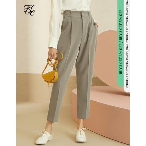 FANSILANEN Office Lady White Casual Pants Capri Streetwear High Waist Womens Trousers Elegant Autumn Winter Harem Pants Bottom