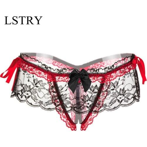 Women Sexy Lace Lingerie Low-waist Thong Panties Lstry Female Fashion Floral Hollow Exotic Underwear Transparent lace G String