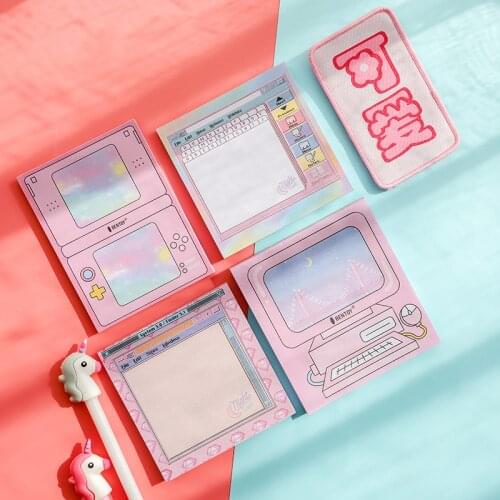 1 Pack Cute Computer Style Memo Pad Sticky Notes School Office Supply Student Stationery