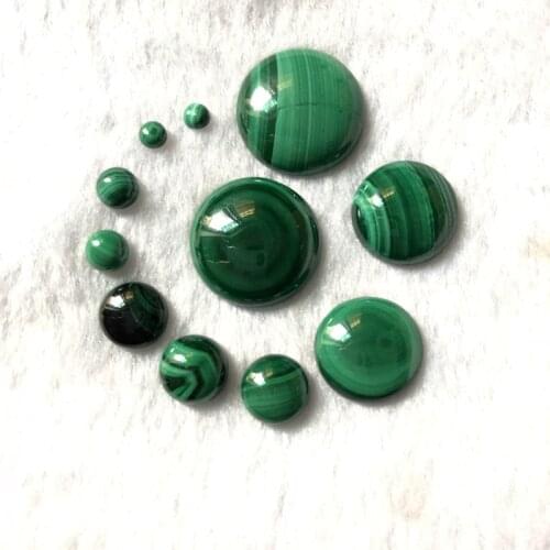 100% Natural Malachite Bead Cabochon 4,6,10 12mm 16mm 20mm Round Gem Stone Jewelry Cabochon Ring Face,Flat Bottom,2pcs/lot