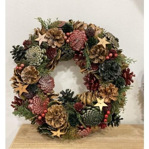 15.74'' Pine Cone Wreath For Home Decoration Christmas Garland Party Festive Supplies Round Design Wall Hanging Wreaths