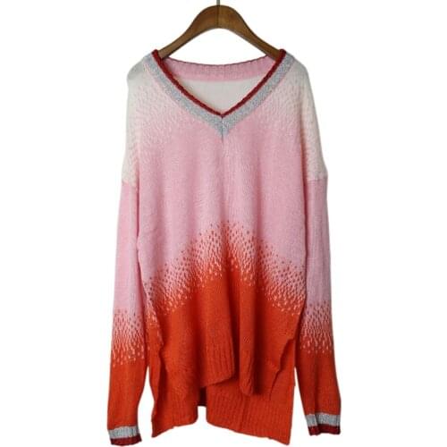 2019 Fashion Harajuku Hit Color Women Sweater Korean V neck Sweet Long Sleeve Jumper Knitted Sueter Mujer Pullovers