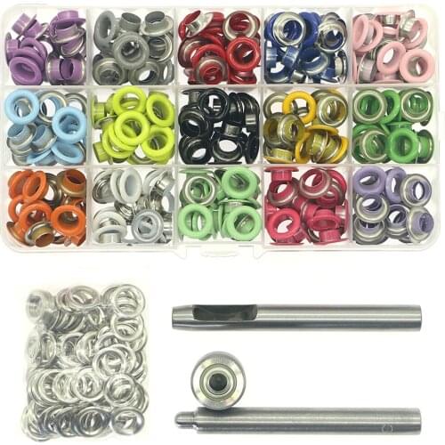 4|5|6|8|10mm 300/450set 15 colors Painting eyelet and Eyelet Punch Die Tool Set for Leathercraft Clothing Shoes Belt Bag Grommet