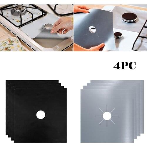 4pcs Anti-fouling Oil Protector Pad Liner Reusable Gas Cover Stove Burner Mat Temperature Kitchen Cleaning Tool Accessories