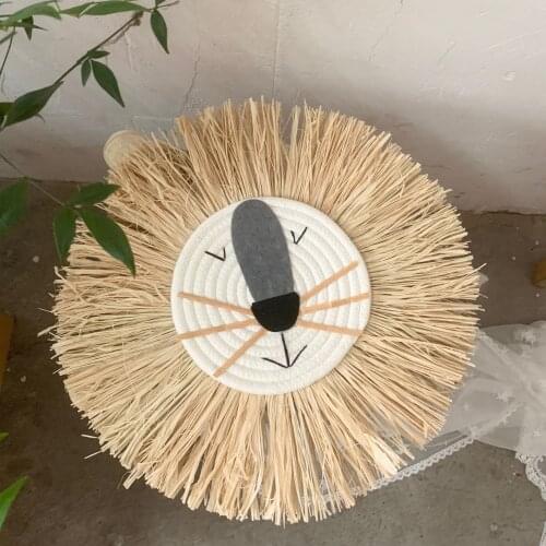 40*40cm Woven Cartoon Lion Tiger Home Wall Hanging Decoration Childrens Room Baby Photo Props