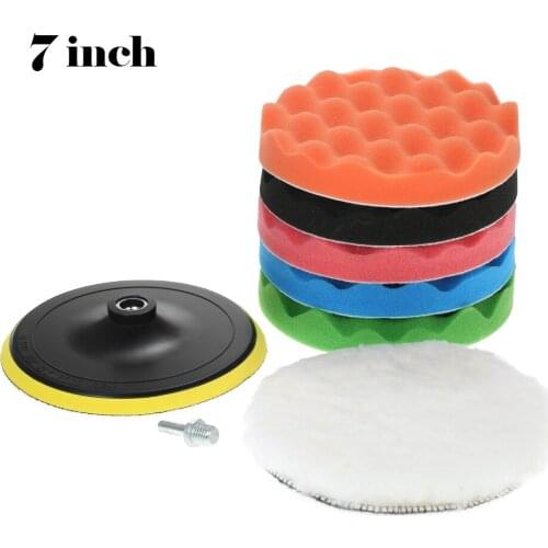7PCS 3" 80mm/5" 125mm/6" 150mm/7" 180mm Car Polishing Pads Waxing Buffing Pad Sponge Kit Set for Car Polisher Buffer Waxer