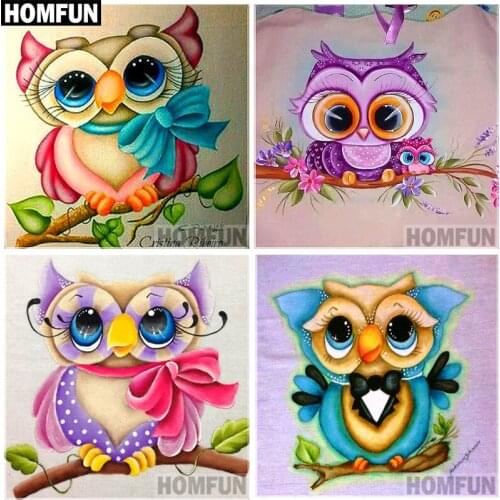 HOMFUN Full Square/Round Drill 5D DIY Diamond Painting "Cartoon owl" Embroidery Cross Stitch 5D Home Decor Gift A06818