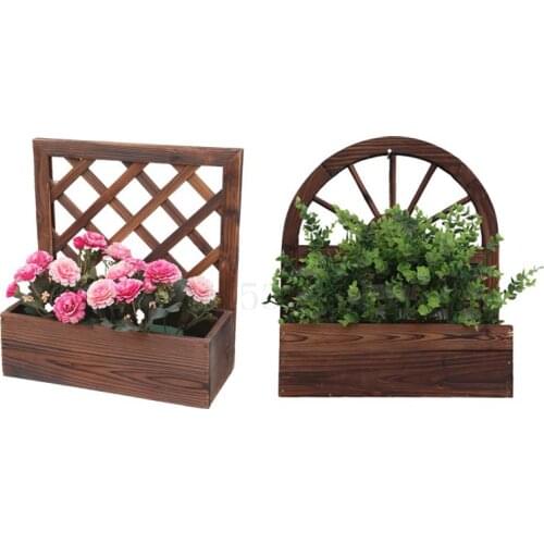 Anticorrosive Wood Flower Stand Balcony Wall Hanging Decoration Indoor Wall Hanging Wall Plant Flower Shelf Hanging Wall Flower