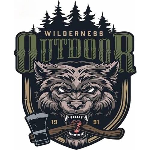 Car Stickers for Wolf with An Ax Cracked Wilderness Decorative Accessories Creative Sunscreen Waterproof PVC,13cm X 10cm