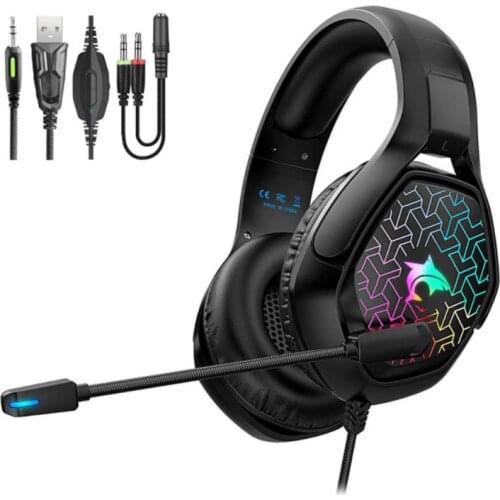 Colorful Head-mounted Gaming Headset For PS4/5 For Switch For Xbox/PC Mobile Phone Wired GRB Lamp With Microphone Gaming Headset