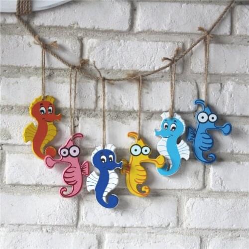 Mediterranean Style Wooden Fish Star Dolphin Hanging Marine Nautical Decor Boat Ship Beach Wall Ornament Wood Craft Sea Shells